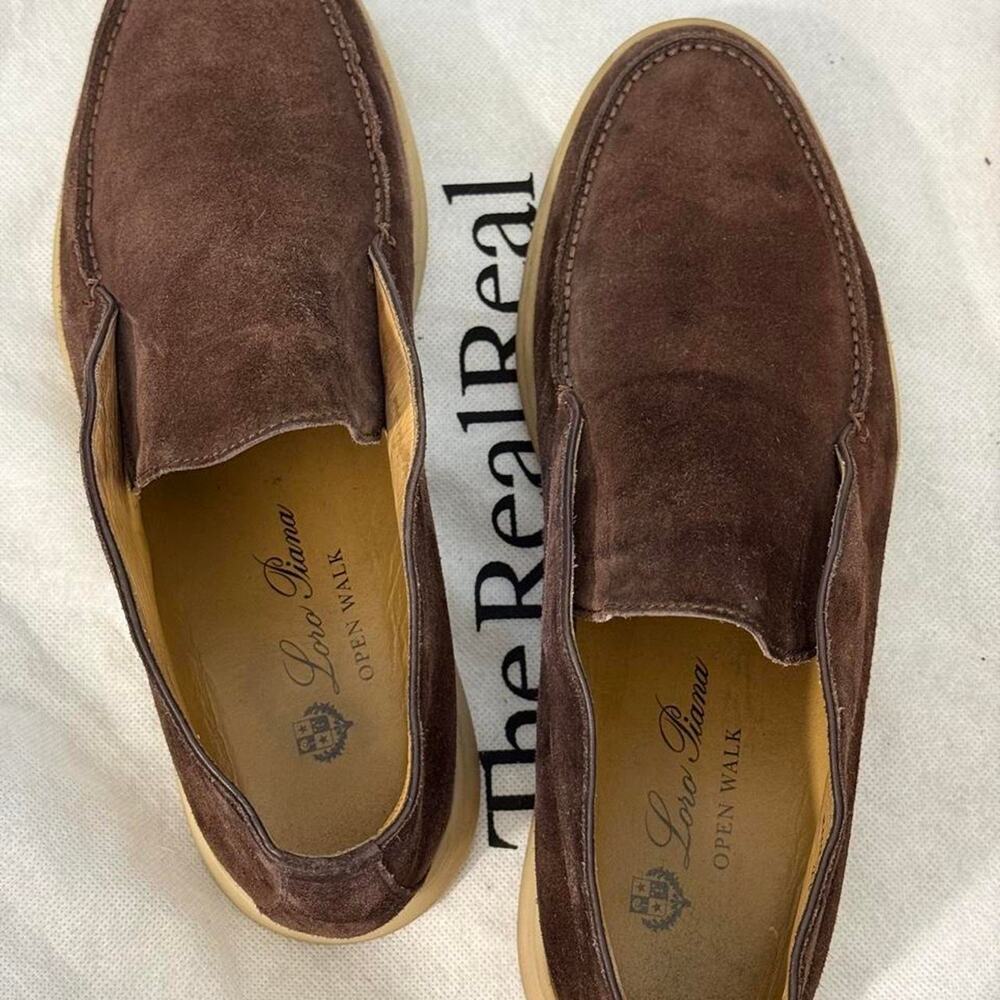 Loro Piana Open Walk Brown Suede Loafers – Men’s EU 41